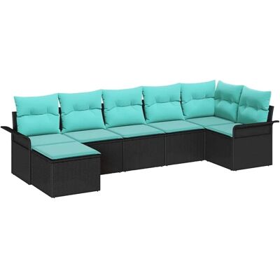 vidaXL Gartensofa-set mit Speicher 7 Stk Schwarz Poly-Rattan 3354125 vidaXL Gartensofa-set mit Speicher 7 Stk Schwarz Poly-Rattan 3354125