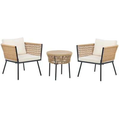 Beliani Bistro-Set Naturweiß PE Rattan - Gartenmöbel Beliani Bistro-Set Naturweiß PE Rattan - Gartenmöbel