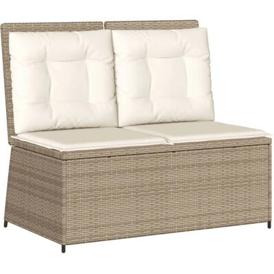 furnicato Gartenbank Verstellbar mit Kissen Beige Poly Rattan furnicato Gartenbank Verstellbar mit Kissen Beige Poly Rattan