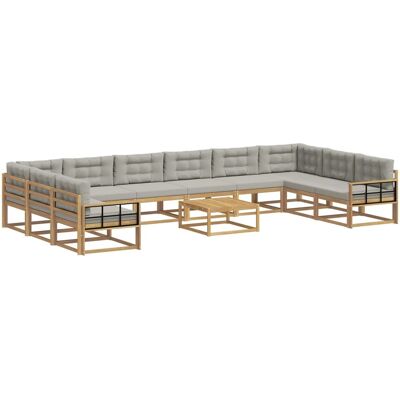 vidaXL Outdoor-Sofagarnitur mit Kissen 11 Stk Weiß und Hellgrau 3387150 vidaXL Outdoor-Sofagarnitur mit Kissen 11 Stk Weiß und Hellgrau 3387150