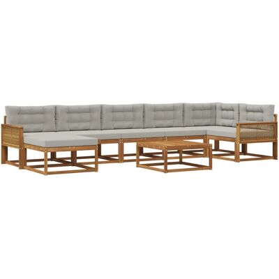 vidaXL Outdoor-Sofagarnitur mit Kissen 8 Stk Natur und Hellgrau 3382769 vidaXL Outdoor-Sofagarnitur mit Kissen 8 Stk Natur und Hellgrau 3382769