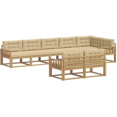 vidaXL Outdoor-Sofagarnitur mit Kissen 6-Tlg Weiß und Beige Polyester 3386617 vidaXL Outdoor-Sofagarnitur mit Kissen 6-Tlg Weiß und Beige Polyester 3386617