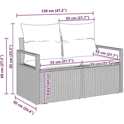 vidaXL Garten-Sofa-Set mit Kissen 8-Tlg Beige Poly Rattan 3347735 vidaXL Garten-Sofa-Set mit Kissen 8-Tlg Beige Poly Rattan 3347735