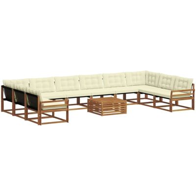 vidaXL Outdoor-Sofagarnitur mit Kissen 11-Tlg Natur und Creme 3369913 vidaXL Outdoor-Sofagarnitur mit Kissen 11-Tlg Natur und Creme 3369913