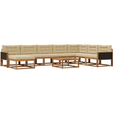 vidaXL Outdoor-Sofagarnitur mit Kissen 9 Stk Natur und Beige 3382816 vidaXL Outdoor-Sofagarnitur mit Kissen 9 Stk Natur und Beige 3382816