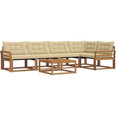vidaXL Outdoor-Sofagarnitur mit Kissen 6-Tlg Natur und Beige 3369484 vidaXL Outdoor-Sofagarnitur mit Kissen 6-Tlg Natur und Beige 3369484