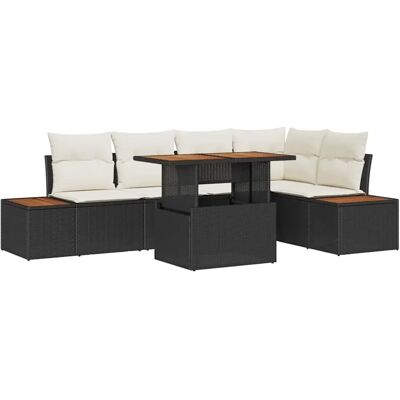 vidaXL Garten-Sofa-Set mit Speicher 6-Tlg Schwarz Poly Rattan 3358806 vidaXL Garten-Sofa-Set mit Speicher 6-Tlg Schwarz Poly Rattan 3358806