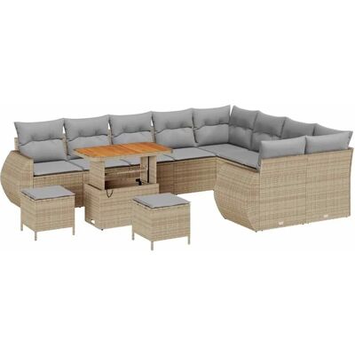 vidaXL Gartensofa-set mit Kissen 12-Tlg Beige und Hellgrau Poly-Rattan 3363867 vidaXL Gartensofa-set mit Kissen 12-Tlg Beige und Hellgrau Poly-Rattan 3363867