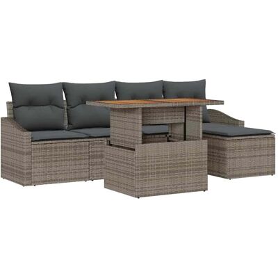 vidaXL Garten-Sofa-Set mit Speicher 6-Tlg Grau Poly Rattan 3358561 vidaXL Garten-Sofa-Set mit Speicher 6-Tlg Grau Poly Rattan 3358561