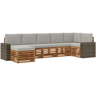 vidaXL Ecksofa Set mit Kissen 7 Stk Natur und Hellgrau 3384637 vidaXL Ecksofa Set mit Kissen 7 Stk Natur und Hellgrau 3384637