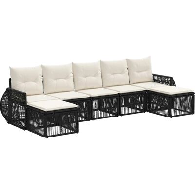 vidaXL Gartensofa-Set 7-Tlg Schwarz und Cremeweiß Poly-Rattan 3435502 vidaXL Gartensofa-Set 7-Tlg Schwarz und Cremeweiß Poly-Rattan 3435502