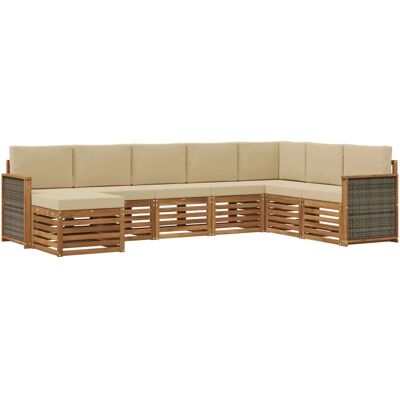 vidaXL Outdoor-Sofagarnitur mit Kissen 6 Stk Natur 3384709 vidaXL Outdoor-Sofagarnitur mit Kissen 6 Stk Natur 3384709