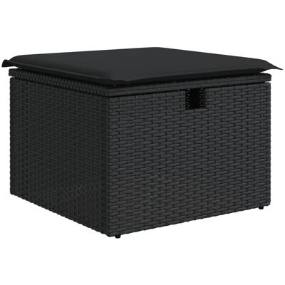vidaXL Gartenhocker mit Kissen Schwarz 55x55x37 cm Poly Rattan 1 vidaXL Gartenhocker mit Kissen Schwarz 55x55x37 cm Poly Rattan 1