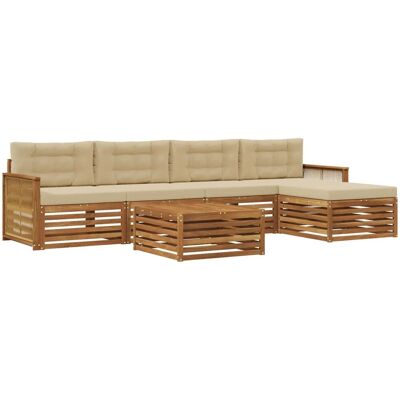 vidaXL Outdoor-Sofagarnitur mit Kissen 6 Stk Natur und Beige 3383271 vidaXL Outdoor-Sofagarnitur mit Kissen 6 Stk Natur und Beige 3383271