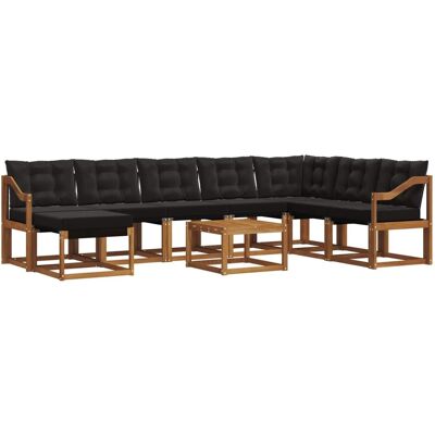 vidaXL Outdoor-Sofagarnitur mit Kissen 9-Tlg Natur und Schwarz 3368987 vidaXL Outdoor-Sofagarnitur mit Kissen 9-Tlg Natur und Schwarz 3368987