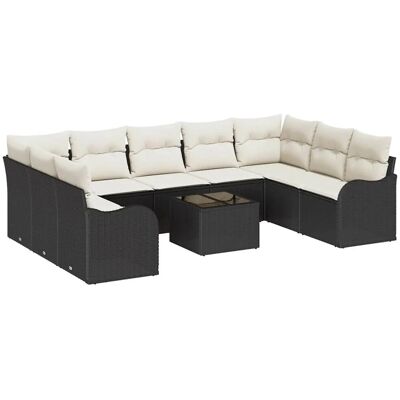 vidaXL 9-Teiliges Garten-Sofa-Set mit Kissen in Braun aus Poly Rattan 3354536 vidaXL 9-Teiliges Garten-Sofa-Set mit Kissen in Braun aus Poly Rattan 3354536