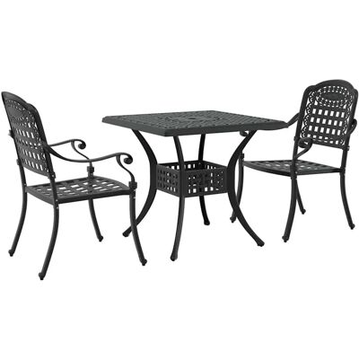 vidaXL Gartentisch Set 3 Stk Schwarz Gussaluminium 3334725 vidaXL Gartentisch Set 3 Stk Schwarz Gussaluminium 3334725