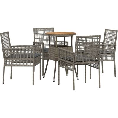 Vidaxl Graues Rattan- und Glaseßtisch - Ess-Set Vidaxl Graues Rattan- und Glaseßtisch - Ess-Set