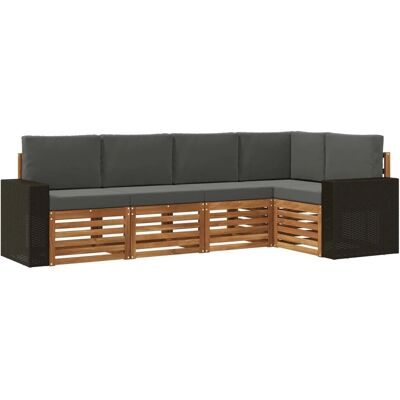 vidaXL Ecksofa Set 5 Stk Natur und Anthrazit Massivholz Akazie 3384363 vidaXL Ecksofa Set 5 Stk Natur und Anthrazit Massivholz Akazie 3384363
