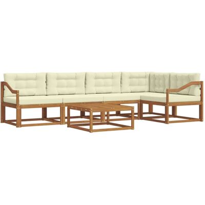 vidaXL Outdoor-Sofagarnitur mit Kissen 6-Tlg Natur und Creme 3367628 vidaXL Outdoor-Sofagarnitur mit Kissen 6-Tlg Natur und Creme 3367628