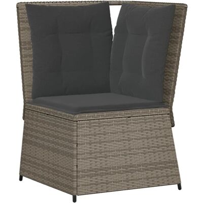 Furnicato Garten-ecksofa Mit Kissen Grau Poly Rattan Furnicato Garten-ecksofa Mit Kissen Grau Poly Rattan