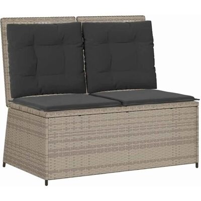 vidaXL Gartenbank mit Kissen Hellgrau Poly Rattan 3394472 vidaXL Gartenbank mit Kissen Hellgrau Poly Rattan 3394472