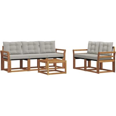 vidaXL Outdoor-Sofagarnitur mit Kissen 6-Tlg Natur und Hellgrau 3368402 vidaXL Outdoor-Sofagarnitur mit Kissen 6-Tlg Natur und Hellgrau 3368402