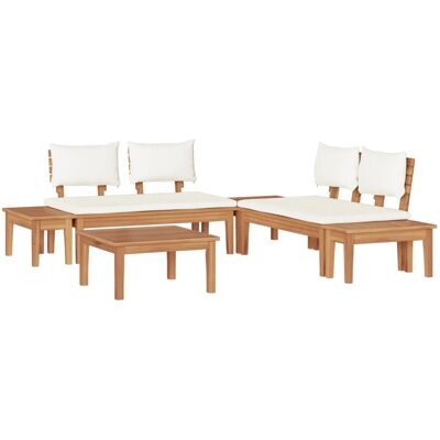 vidaXL Gartenbänke Set mit Kissen mit Speicher 3-Tlg Braun Creme 3356868 vidaXL Gartenbänke Set mit Kissen mit Speicher 3-Tlg Braun Creme 3356868