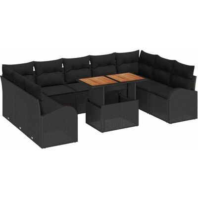vidaXL Garten-Sofa-Set mit Kissen 10-Tlg Schwarz 3349631 vidaXL Garten-Sofa-Set mit Kissen 10-Tlg Schwarz 3349631