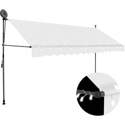 vidaXL Einziehbare Markise Handbetrieben mit LED 400 cm Creme 145875 vidaXL Einziehbare Markise Handbetrieben mit LED 400 cm Creme 145875