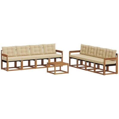 vidaXL Outdoor-Sofagarnitur mit Kissen 9-Tlg Natur und Beige 3368516 vidaXL Outdoor-Sofagarnitur mit Kissen 9-Tlg Natur und Beige 3368516