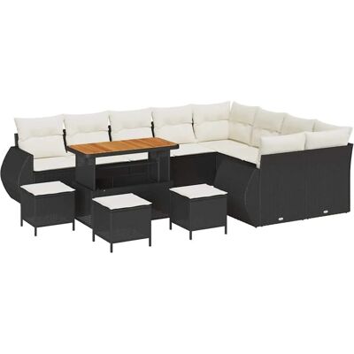 vidaXL Gartensofa-set mit Kissen 13-Tlg Schwarz und Creme Poly-Rattan 3363870 vidaXL Gartensofa-set mit Kissen 13-Tlg Schwarz und Creme Poly-Rattan 3363870