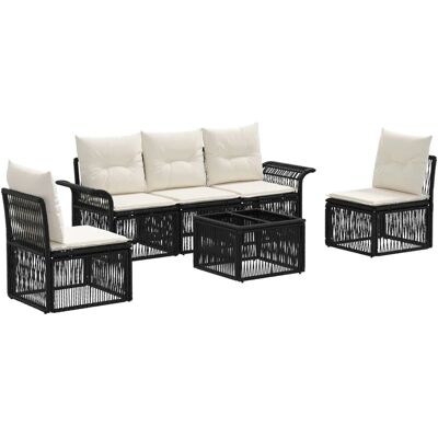 vidaXL Gartensofa-Set 6-Tlg Schwarz Poly-Rattan 3434788 vidaXL Gartensofa-Set 6-Tlg Schwarz Poly-Rattan 3434788