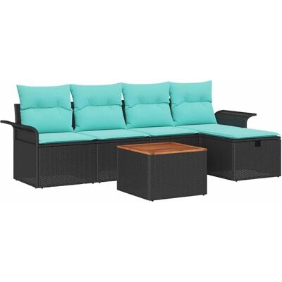 vidaXL Gartensofa-set mit Kissen 6 Stk Schwarz Poly-Rattan 3359452 vidaXL Gartensofa-set mit Kissen 6 Stk Schwarz Poly-Rattan 3359452