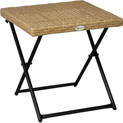 Outsunny Balkontisch Stahl PE-Rattan 40L x 40B x 40H cm Naturholz Outsunny Balkontisch Stahl PE-Rattan 40L x 40B x 40H cm Naturholz