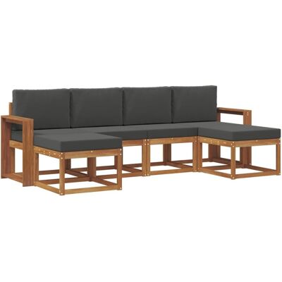vidaXL Outdoor-Sofagarnitur mit Kissen 6 Stk Natur und Anthrazit 3366785 vidaXL Outdoor-Sofagarnitur mit Kissen 6 Stk Natur und Anthrazit 3366785