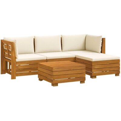 vidaXL Outdoor-Sofagarnitur mit Kissen 5 Stück Braun Massivholz Akazie 3403082 vidaXL Outdoor-Sofagarnitur mit Kissen 5 Stück Braun Massivholz Akazie 3403082