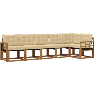 vidaXL Outdoor-Sofagarnitur mit Kissen 6-Tlg Natur und Beige 3368720 vidaXL Outdoor-Sofagarnitur mit Kissen 6-Tlg Natur und Beige 3368720