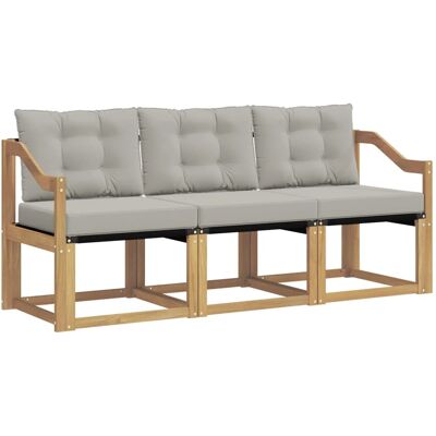 vidaXL Outdoor-Sofagarnitur mit Kissen 3-Tlg Weiß und Hellgrau 3389173 vidaXL Outdoor-Sofagarnitur mit Kissen 3-Tlg Weiß und Hellgrau 3389173