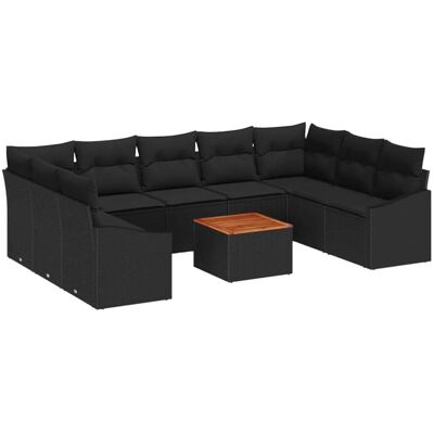 IKEA Schwarzes Rechteckiges Gartensofa-Set aus Synthetischem Poly Rattan IKEA Schwarzes Rechteckiges Gartensofa-Set aus Synthetischem Poly Rattan