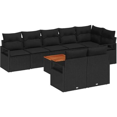 vidaXL Garten-Sofa-Set mit Kissen 9-Tlg Schwarz Poly Rattan 3347723 vidaXL Garten-Sofa-Set mit Kissen 9-Tlg Schwarz Poly Rattan 3347723