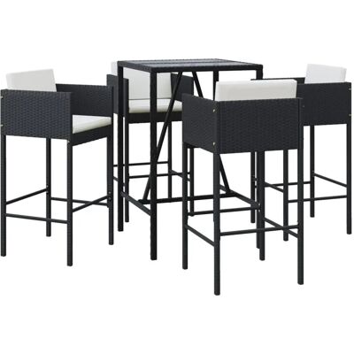vidaXL Gartenbar-Set mit Kissen - Schwarz - Gartenmöbel vidaXL Gartenbar-Set mit Kissen - Schwarz - Gartenmöbel