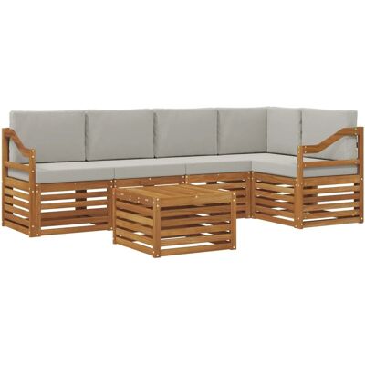 vidaXL Sofagarnituren 6 Tlg Natur und Hellgrau Massivholz Akazie 3374866 vidaXL Sofagarnituren 6 Tlg Natur und Hellgrau Massivholz Akazie 3374866