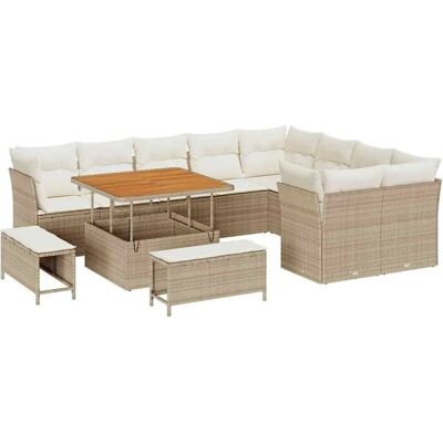 vidaXL Garten-Sofa-Set mit Kissen mit Speicher 12-Tlg Beige und Creme 3363466 vidaXL Garten-Sofa-Set mit Kissen mit Speicher 12-Tlg Beige und Creme 3363466