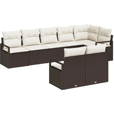 vidaXL Gartensofa-set mit Kissen 8-Tlg Braun und Weiß Poly-Rattan 3355097 vidaXL Gartensofa-set mit Kissen 8-Tlg Braun und Weiß Poly-Rattan 3355097