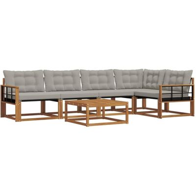 vidaXL Outdoor-Sofagarnitur mit Kissen 6-Tlg Natur und Hellgrau 3369486 vidaXL Outdoor-Sofagarnitur mit Kissen 6-Tlg Natur und Hellgrau 3369486