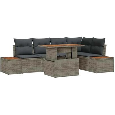 vidaXL Garten-Sofa-Set mit Speicher 6-Tlg Grau Poly Rattan 3358808 vidaXL Garten-Sofa-Set mit Speicher 6-Tlg Grau Poly Rattan 3358808