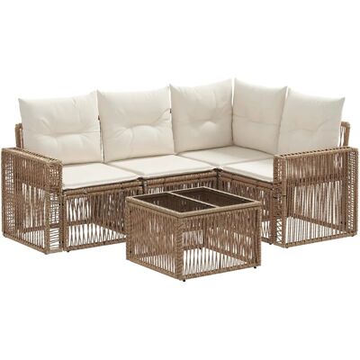 vidaXL Gartensofa-Set 5-Tlg Beige und Cremeweiß Poly-Rattan 3435120 vidaXL Gartensofa-Set 5-Tlg Beige und Cremeweiß Poly-Rattan 3435120