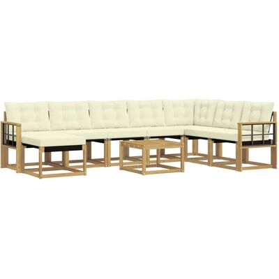 vidaXL Outdoor-Sofagarnitur mit Kissen 9-Tlg Weiß und Creme 3389792 vidaXL Outdoor-Sofagarnitur mit Kissen 9-Tlg Weiß und Creme 3389792