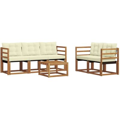 vidaXL Outdoor-Sofagarnitur mit Kissen 6-Tlg Natur und Creme 3368389 vidaXL Outdoor-Sofagarnitur mit Kissen 6-Tlg Natur und Creme 3368389